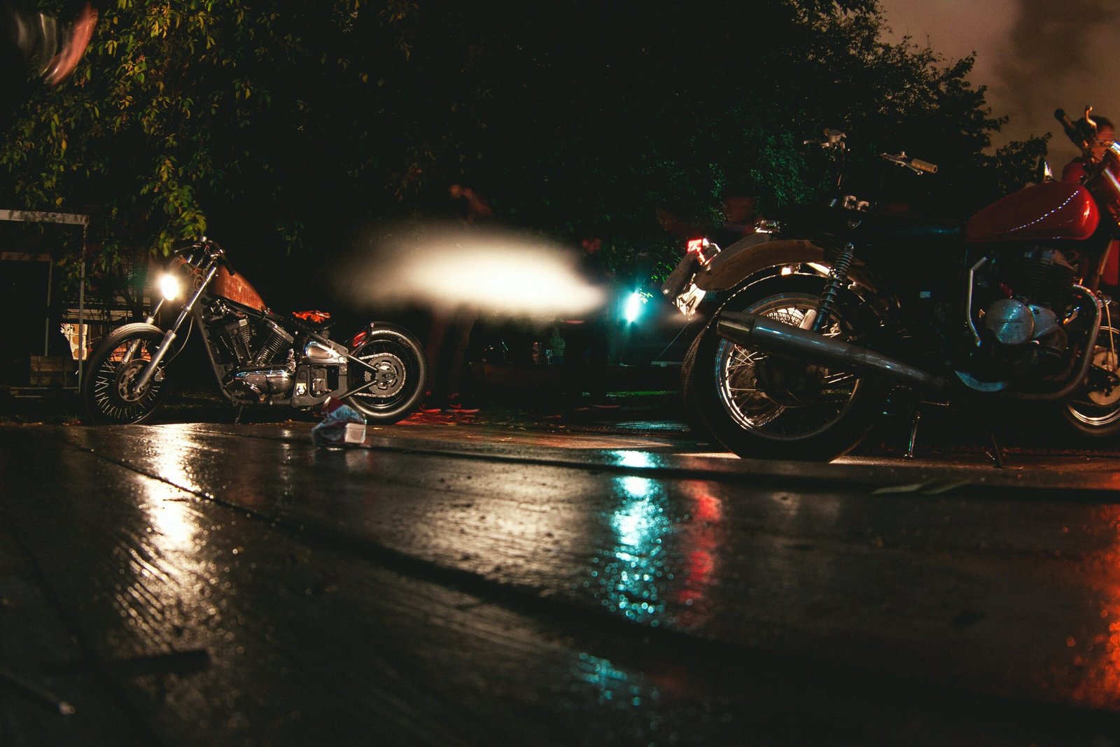 black and red cruiser motorcycles