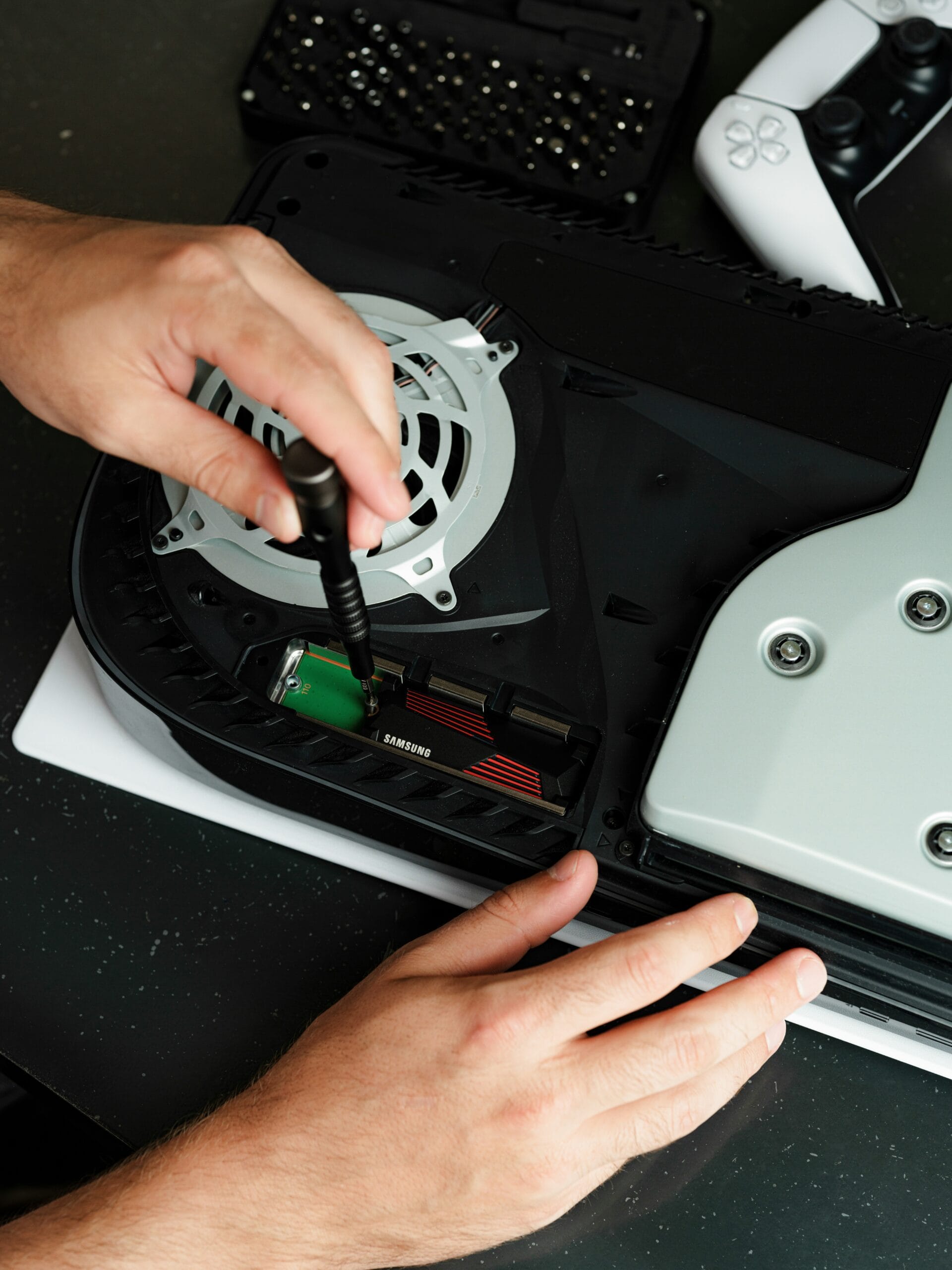 A person is working on a laptop computer